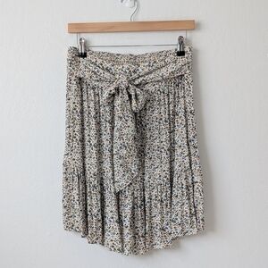Madewell Fieldwalk Tie Waist Sand Tiered Floral Mini Skirt Size Medium